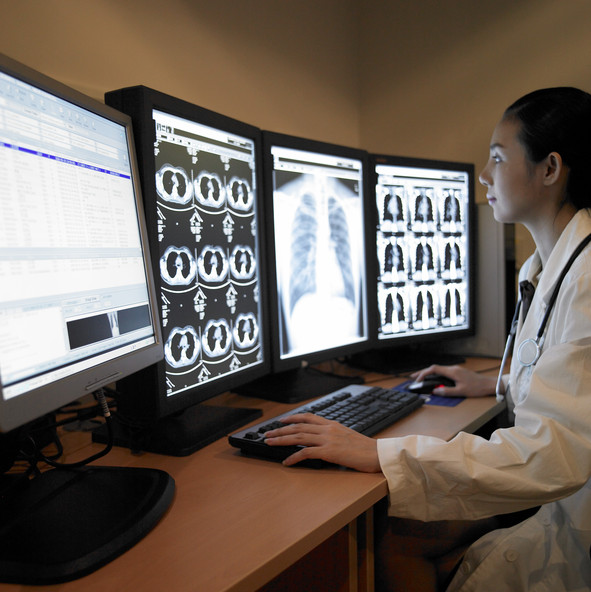 Radiologist reading exam